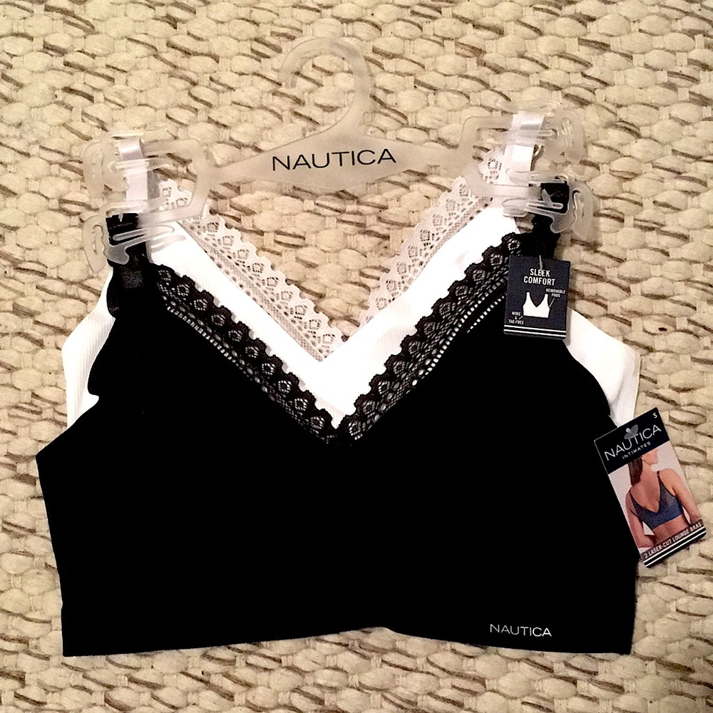 Nautica Women’s 2pk Lace Back Soft Lounge Bra Wire and Tag Free S